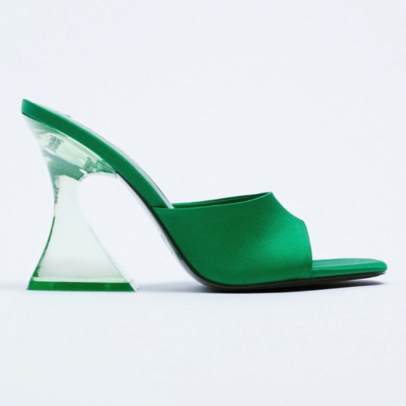 Zara Green High Heeled Methacrylate Sandals